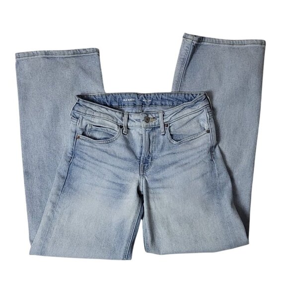 Old Navy Womens Mid Rise Wide Leg Distressed Ripped Jeans Light Wash Size 0 - Picture 1 of 6
